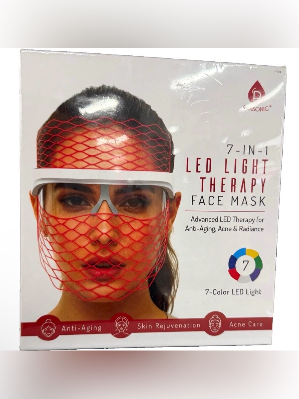 Pursonic LED Light Therapy Face Mask - Red - Advanced 7-Color Skincare